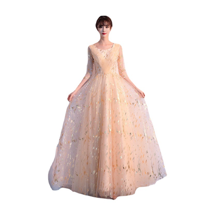 Grand Choir Evening Dress Women's 2024 New Summer Adult Performance Dress Long Dress Recitation Host Conductor Dress