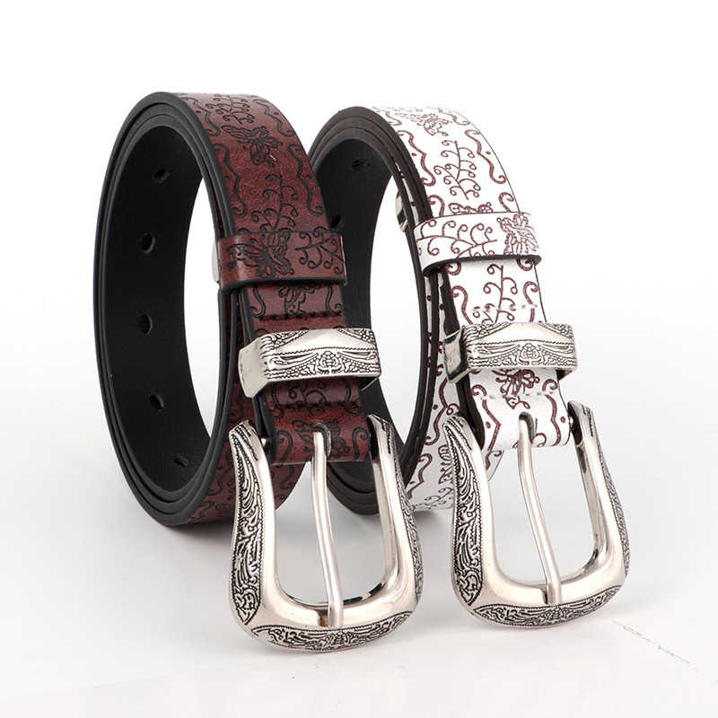 Printed Butterfly Belt Women's American Style Vintage Old-fashioned All-match High-end Jeans Accessories Trendy Student Waist Belt