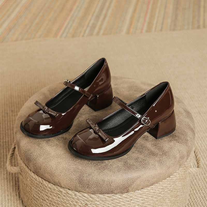 2024 spring new round toe thick bottom Mary Jane shoes with buckle popular multi-color optional Korean style single-layer shoes for women