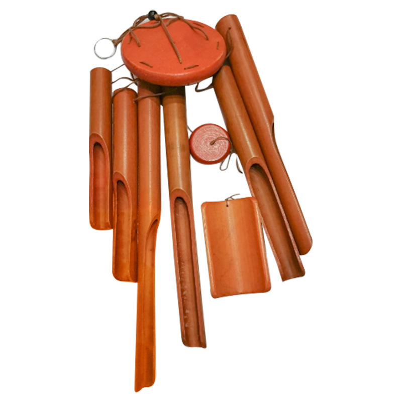 Vintage Bamboo Slips Dark Wooden Cake Wind Bell Hanging Decoration Bamboo Wind Bell, Bamboo Gift Wholesale