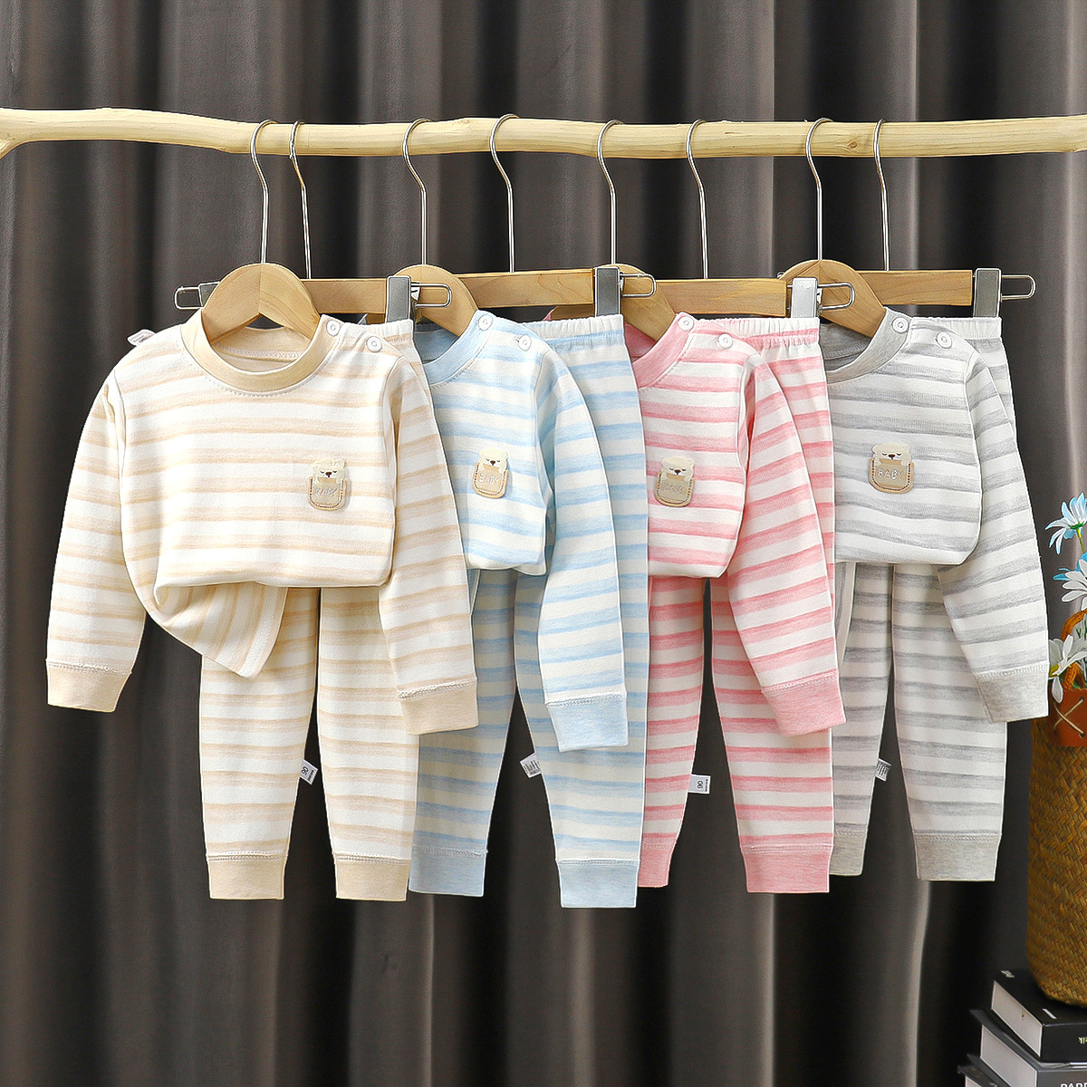 Children's Colorful Cotton Autumn Clothes and Trousers Set Boys and Girls Underwear Autumn and Winter Underwear Set for Boys and Girls