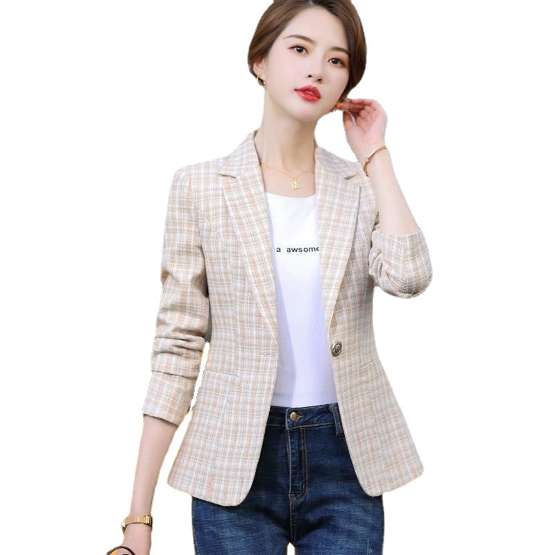 Internet Celebrity Small Suit Jacket Women's Fragrant Style 2022 Spring and Autumn New Korean Style British Casual Plaid Short Suit Trendy