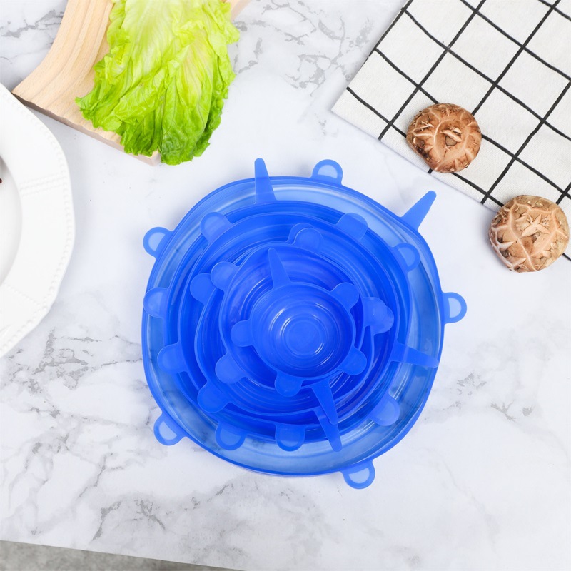 Food Grade Stretchable Preservation Lid Household Sealed Lid Kitchen Silicone Anti-overflow Round Six-piece Preservation Film Creative