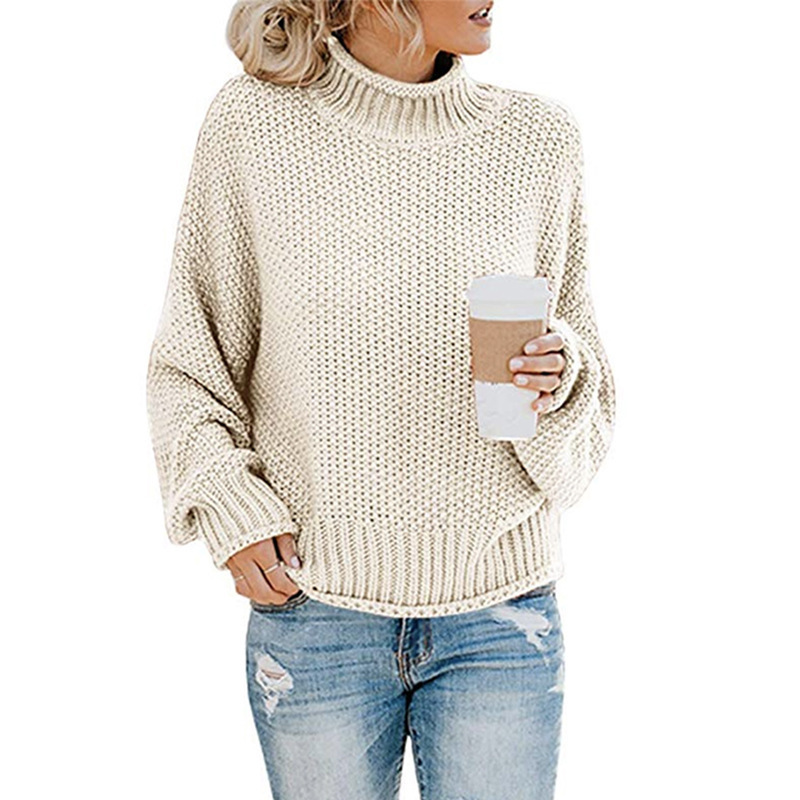 2024 autumn and winter new sweater sweater cross-border Europe and the United States foreign trade Amazon thick line pullover turtleneck sweater women