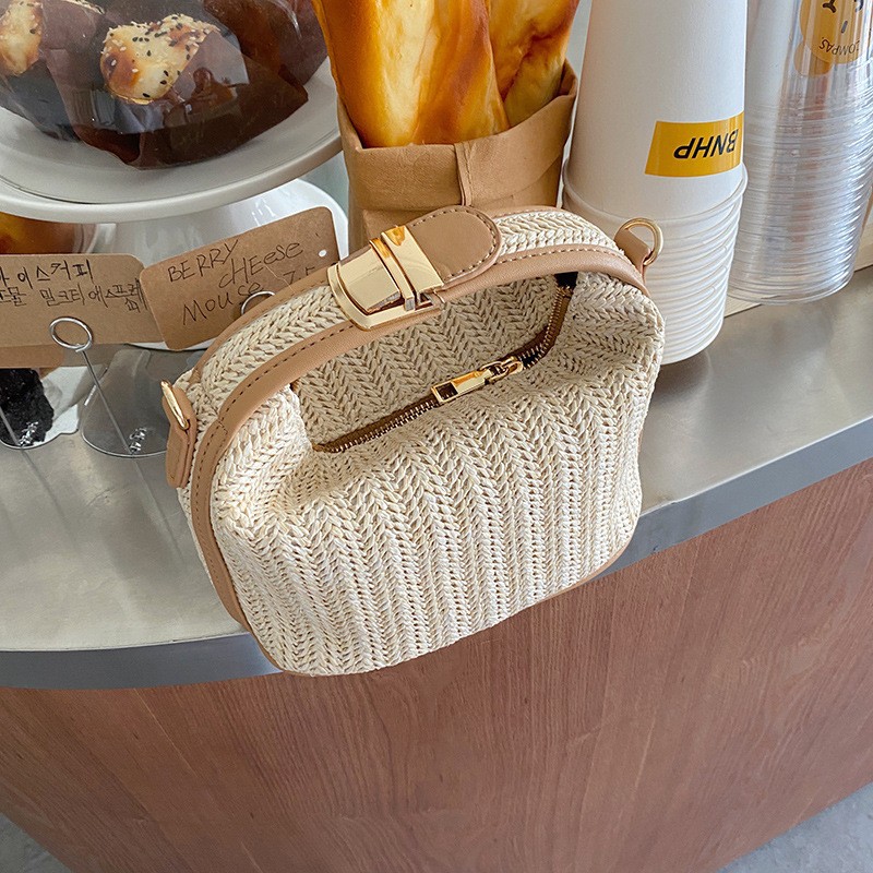 South Korea Dongdaemun ins Straw Woven Small Bag Casual Women's Bag Portable Shoulder Crossbody Bag 2023 Summer New