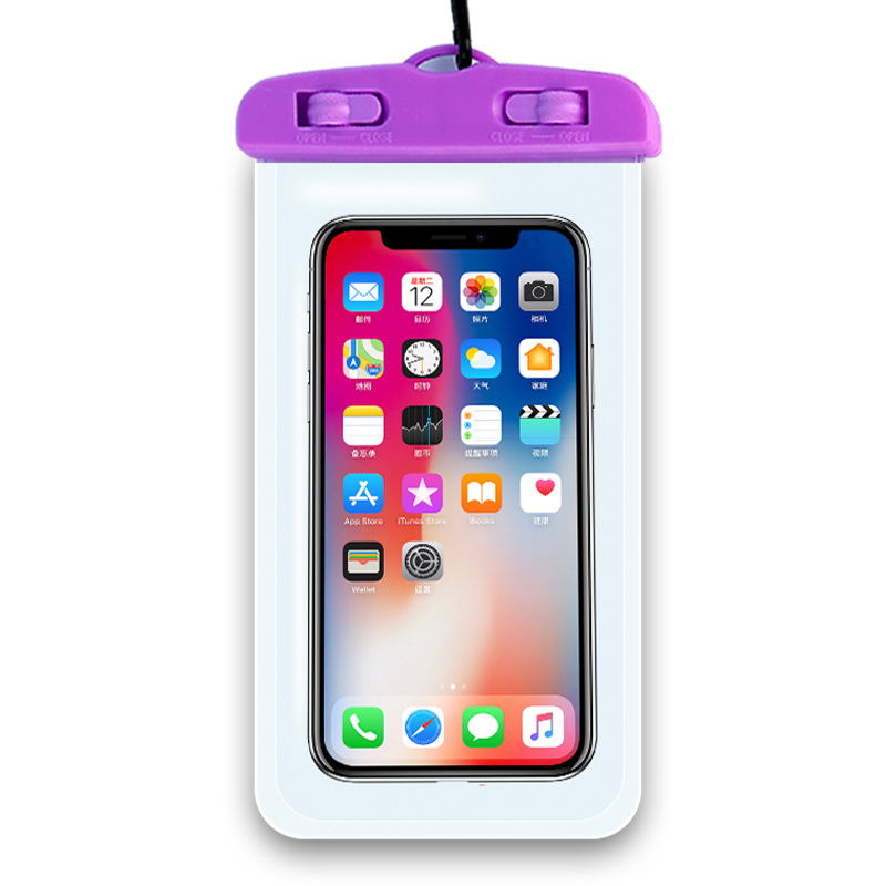 Color clip PVC mobile phone waterproof bag HD double-sided transparent hanging neck seal clip swimming sports LOGO