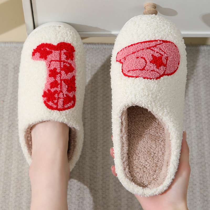 New Comfortable Home Cute Cartoon Boots Winter Cotton Slippers for Men and Women Couple Thick Bottom Warm Cotton Slippers