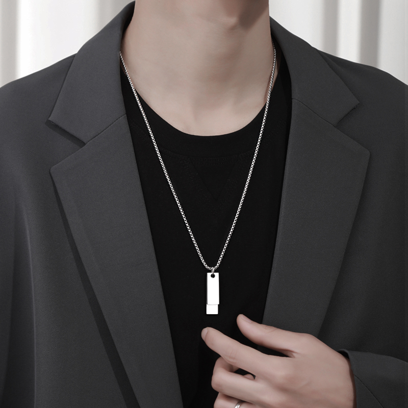 Double Brand Necklace Men's Trendy Brand All-match High-end Sense Women's Design Sense Niche Jewelry Men's Titanium Steel Pendant Men's Necklace