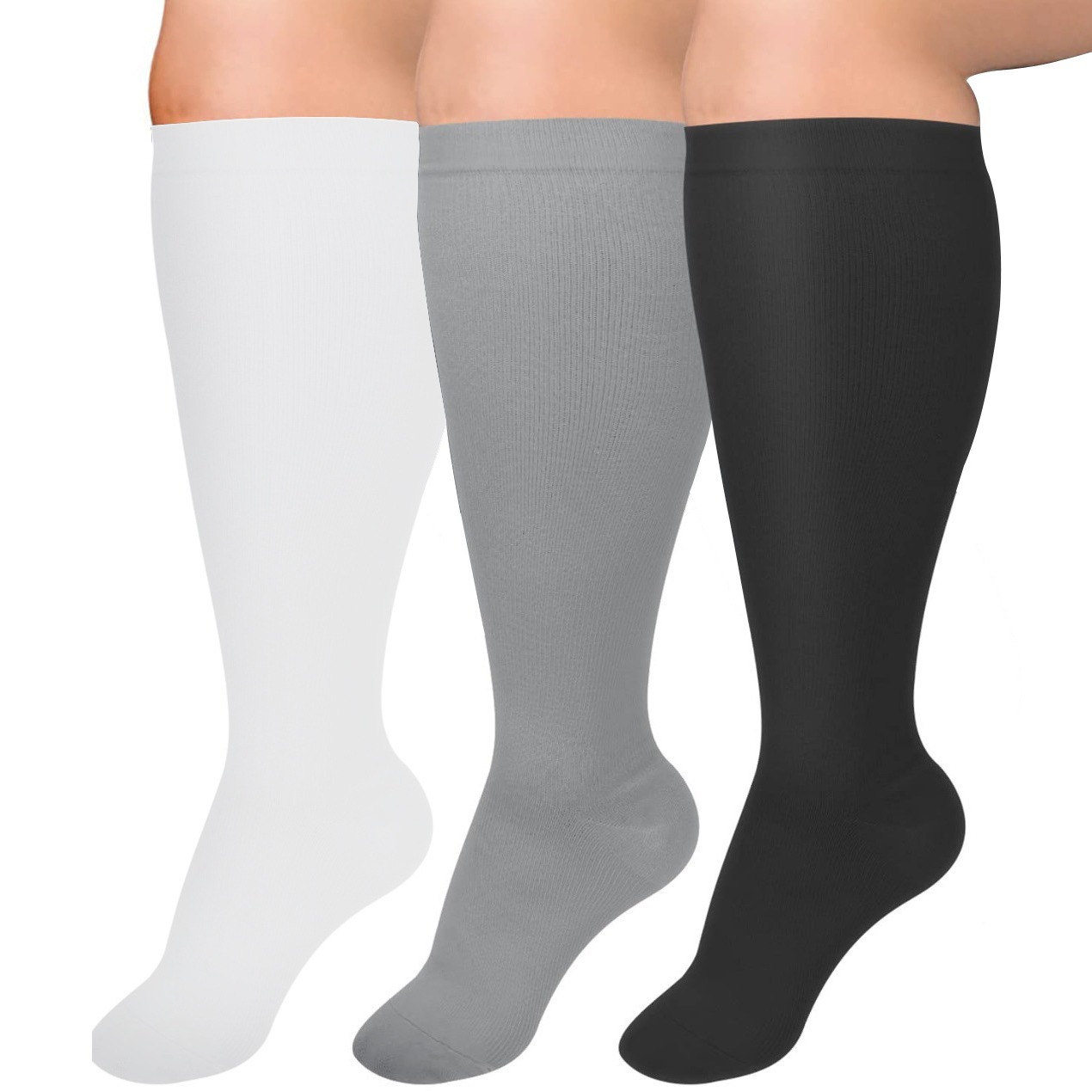 Meias de pressão de nylon para enfermeiras, fertilizantes Plus, meias de compressão para corrida e fitness para homens e mulheres, modelos europeus e americanos_voghion.com
