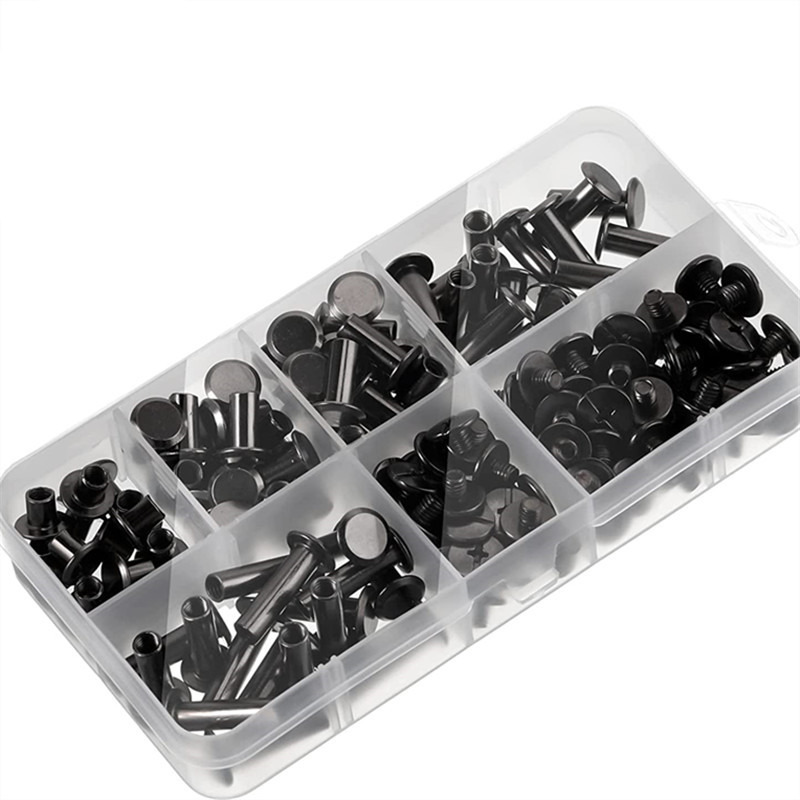 Screw combination kit rivet metal button DIY leather decorative book binding round flat head stud screw