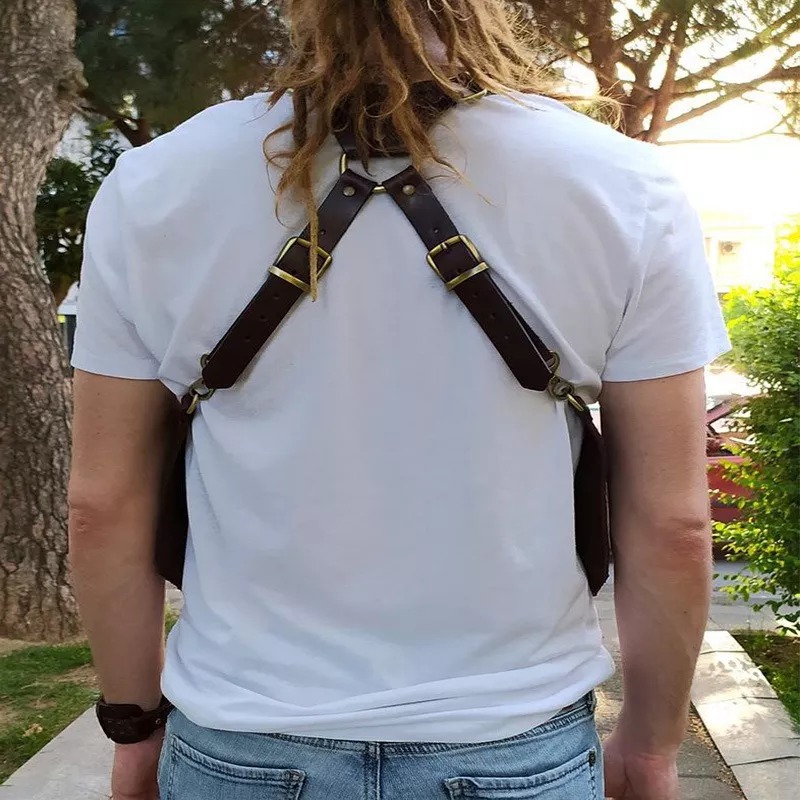 Cross Border wish Vintage Leather Strap Underarm Satchel Men's Outdoor Mobile Phone Bag Adjustable Zipper Small Bag Wallet