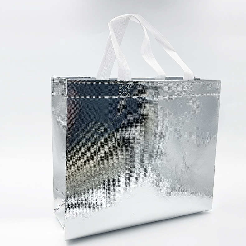 Wholesale non-woven bag folding aluminized film tote bag packaging advertising gift promotional shopping bag logo do