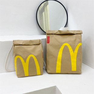 McDonald's Schoolbag Paper Bag Printed Lunch Box Bucket Bag Personalized Student Schoolbag Casual Bucket Pocket Shoulder Bag