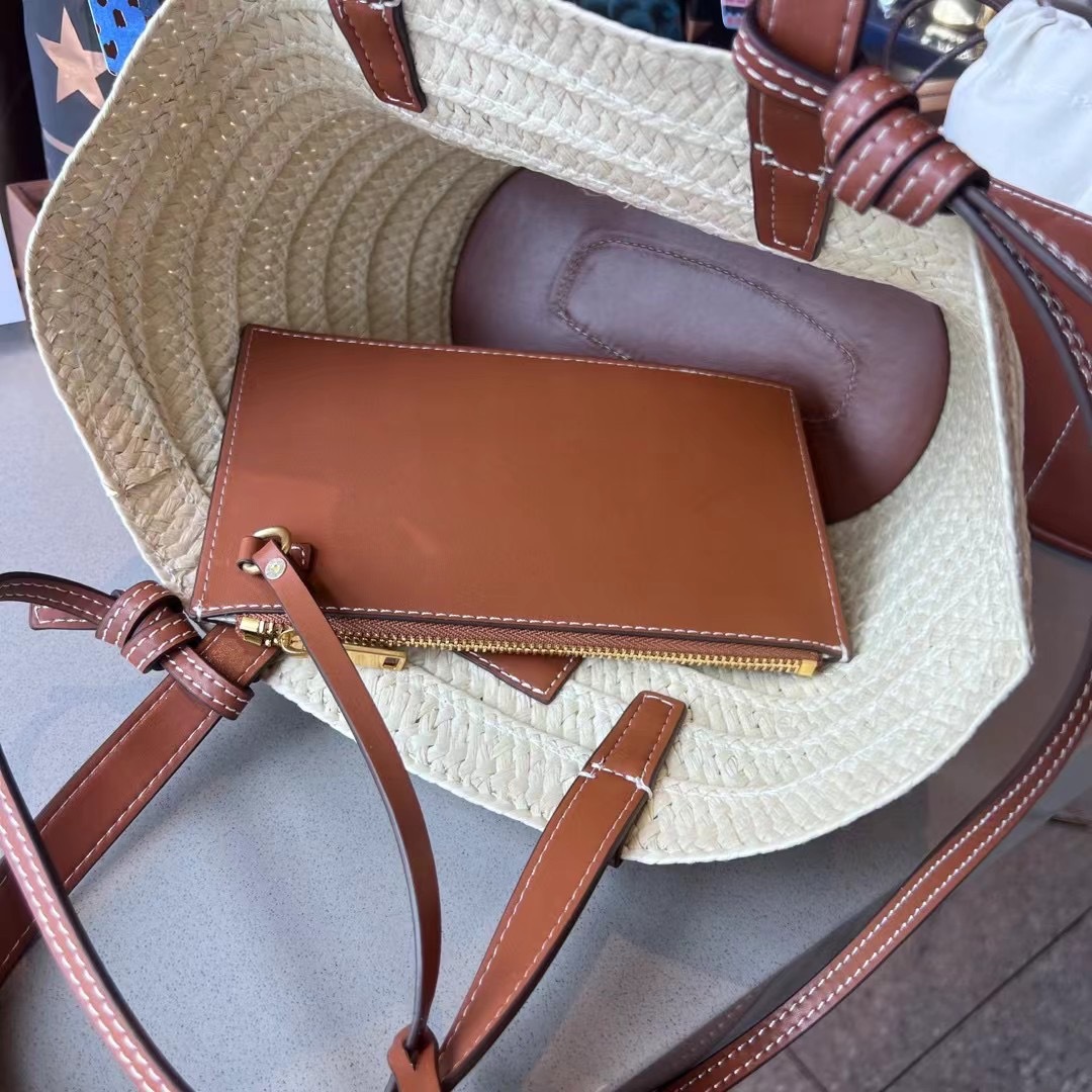 Lafite Straw Bag Hand-woven Bag 2024 New Large Capacity Vegetable Basket Tote Bag Portable Shoulder Bag for Women