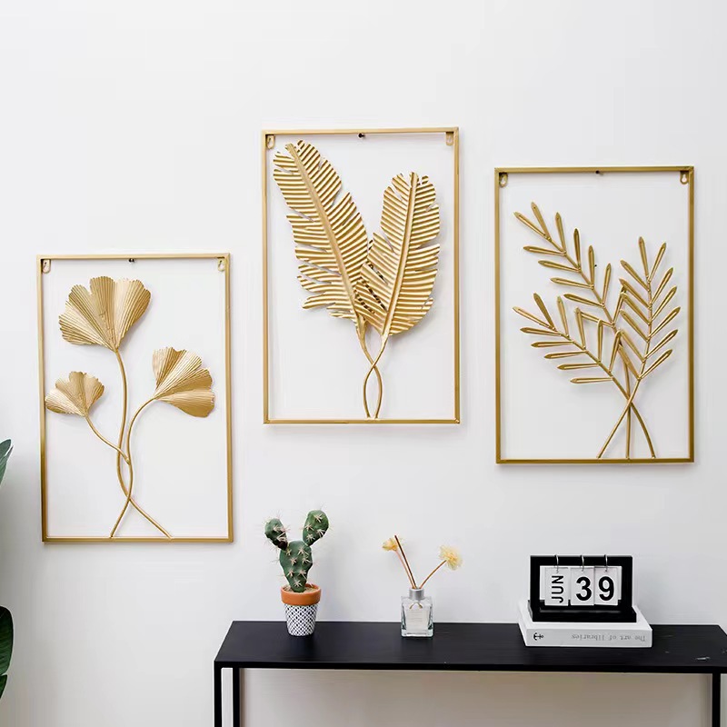 Modern Living Room Wall Decoration Iron Leaf Wall Hanging Sofa TV Series Background Wall Entrance Room Wall Hanging