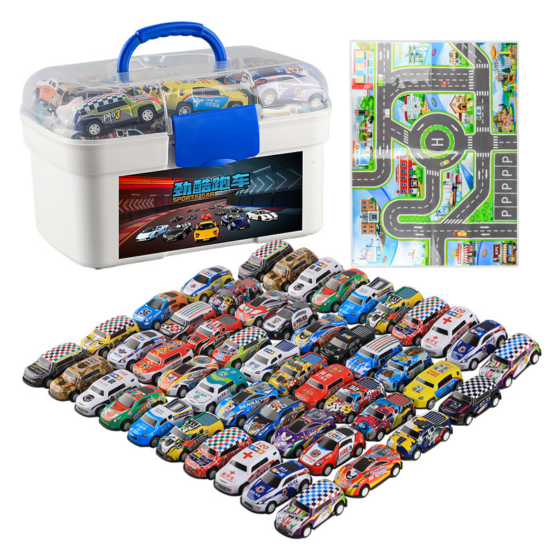 Tiktok hot sale car mini alloy iron sheet pull back sports car drop-resistant pressure-resistant New Year toy car gift box