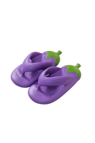 Internet Red Eggplant Thick Bottom Clip Flip-Flops Summer New Indoor and Outdoor Soft Bottom Stomp Feeling Bread Parent-Child Sandals
