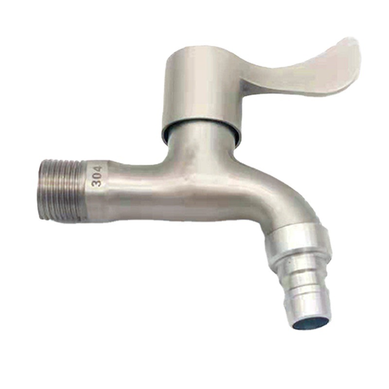 Imitation 304 stainless steel wire drawing washing machine faucet 1/2 quick opening 4 points balcony wall water nozzle faucet