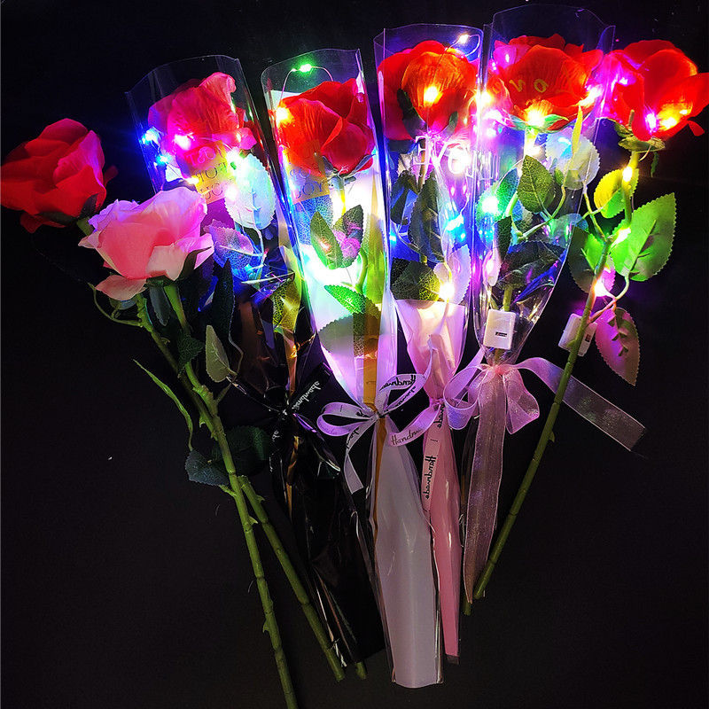 Simulation Luminous Roses Tanabata Valentine's Day Mother's Day Teacher's Day Led Light Rose Gift Stalls Night Market