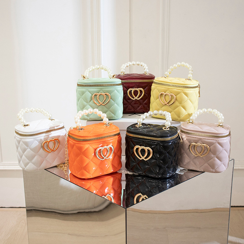 Pearl jelly bag diy bag Lion ridge bucket bag pvc crossbody women's bag rhombus chain bag women's handbag