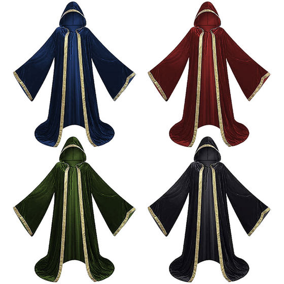 Halloween performance godfather of death cosplay cloak 4 color printed gold velvet cloak factory spot