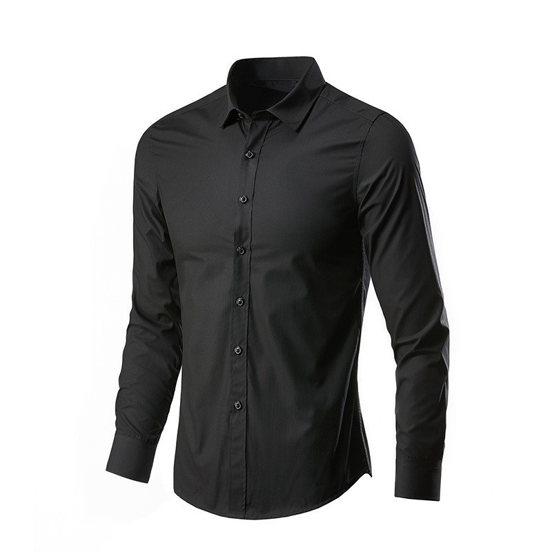 Long Sleeve Solid Color Shirt Black