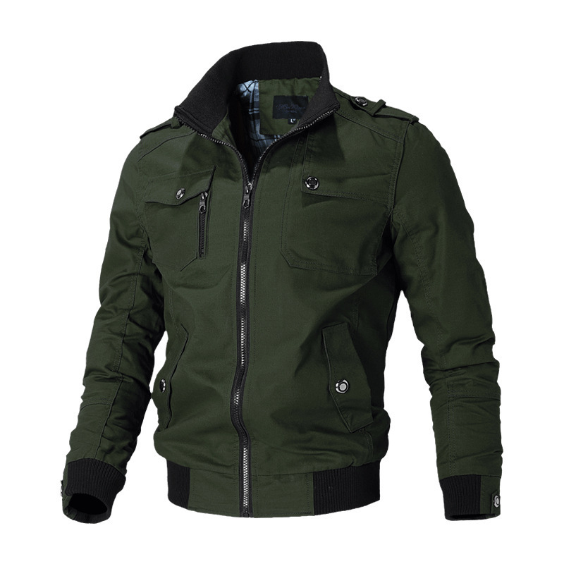 2021 New Style Jacket Men's Coat Korean Style Casual Men's Youth with Vertical Collar Spring and Autumn Cotton Jacket Trendy Jacket