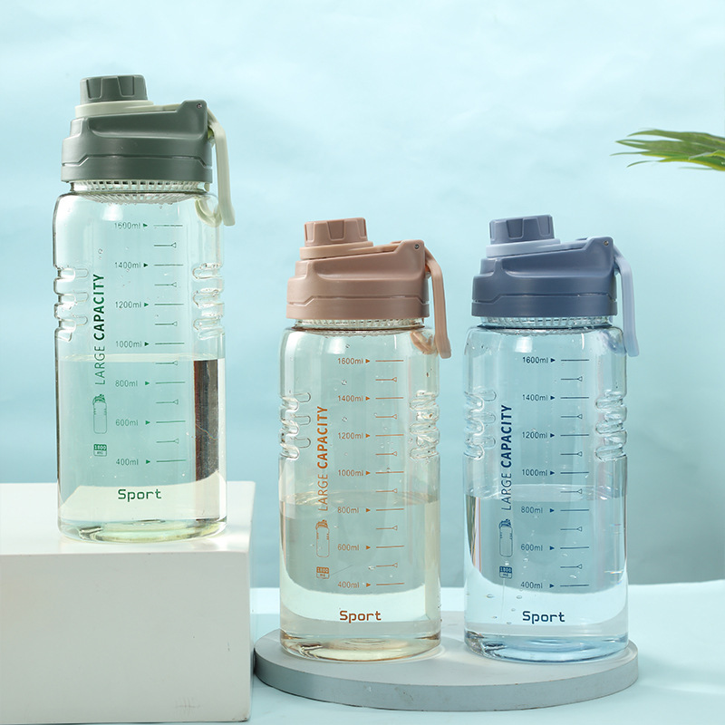 Fitness cold water bottle outdoor sports portable space Cup with scale gift custom logo printing Cup plastic
