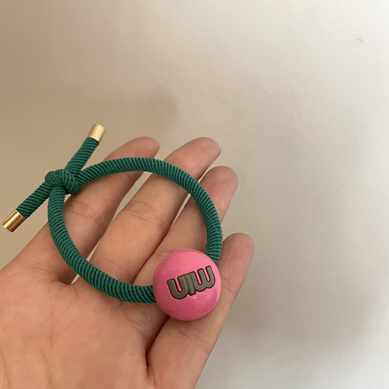 Élastique pour cheveux avec boule de couleur bonbon et lettre haute pour queue de cheval, anneau pour cheveux, accessoires pour cheveux de célébrités Internet pour femmes_voghion.com