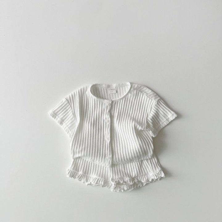 South Korea ins summer children's clothing suit new men's and women's baby striped knitted short-sleeved cardigan jacket shorts two-piece set