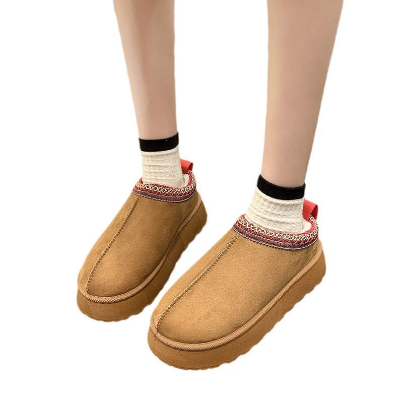 Snow boots 24 autumn and winter new foreign trade 43 yards fleece-lined warm thick-soled slippers platform bottom heel-less cotton shoes cotton boots