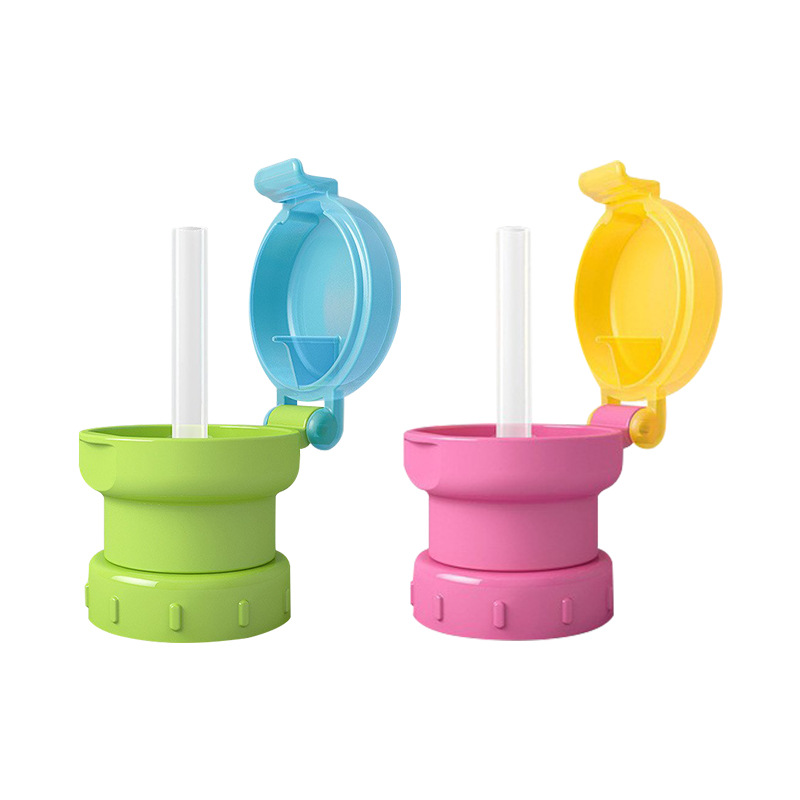 Mineral water straw with lid portable PP color boxed baby straw cover bottled drink anti-overflow anti-choke adapter
