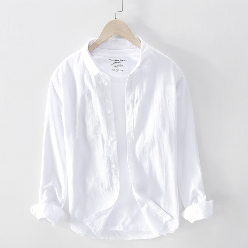 748 simple solid color men's shirt light retro cotton shirt a generation of hair