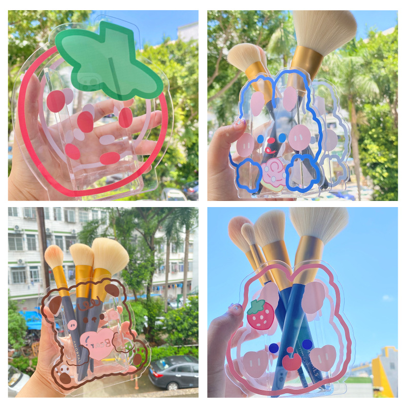Acrylic Pen Holder Creative Cartoon Cute Simple Student Stationery Storage Holder Desktop Pen Bucket Cosmetic Brush Storage Box