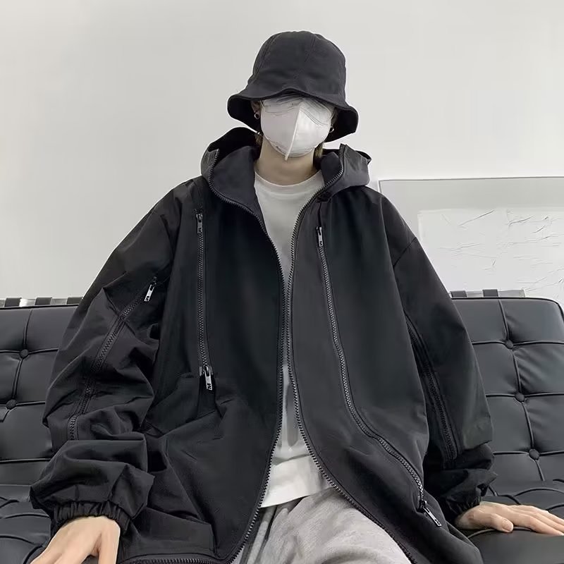 Coat men's fashion brand American hiphop spring and autumn loose trendy Hong Kong style workwear jacket men's Ruan handsome rush clothes