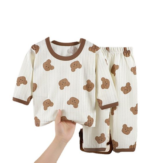 2023 Summer New Children's Home Clothes Boys' Air-conditioning Clothes Korean Girls' Cotton Suit Thin Baby Pajamas