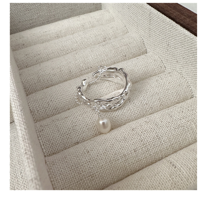 Anello in argento sterling S925 con perla alla moda, design di nicchia, anello retrò IN vento_voghion.com