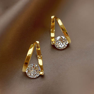 Cross-border geometric micro-inlaid zircon earrings Korean niche earrings earrings women's exquisite Joker temperament earrings wholesale