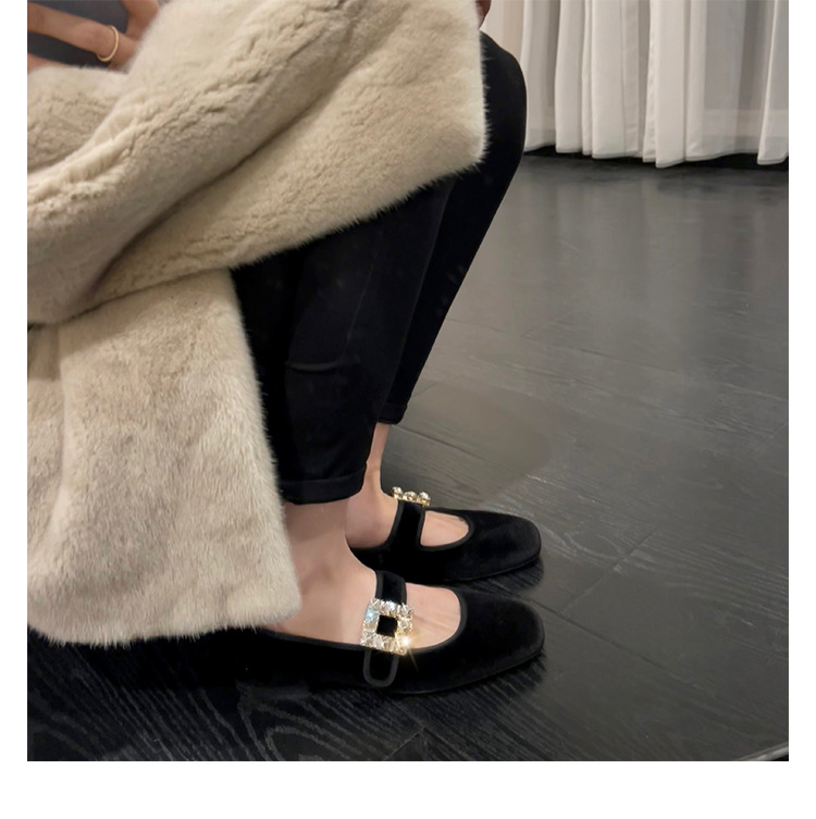 Grape mom Studiolee autumn and winter New Square head rhinestone square buckle with flat bottom Mary Jane shoes for women