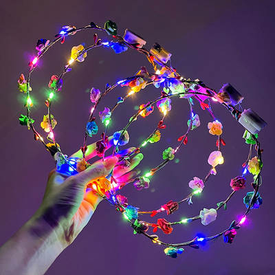 New led luminous hair ring Europe and the United States cross-border color light hair band stall flash wreath Christmas hair accessories