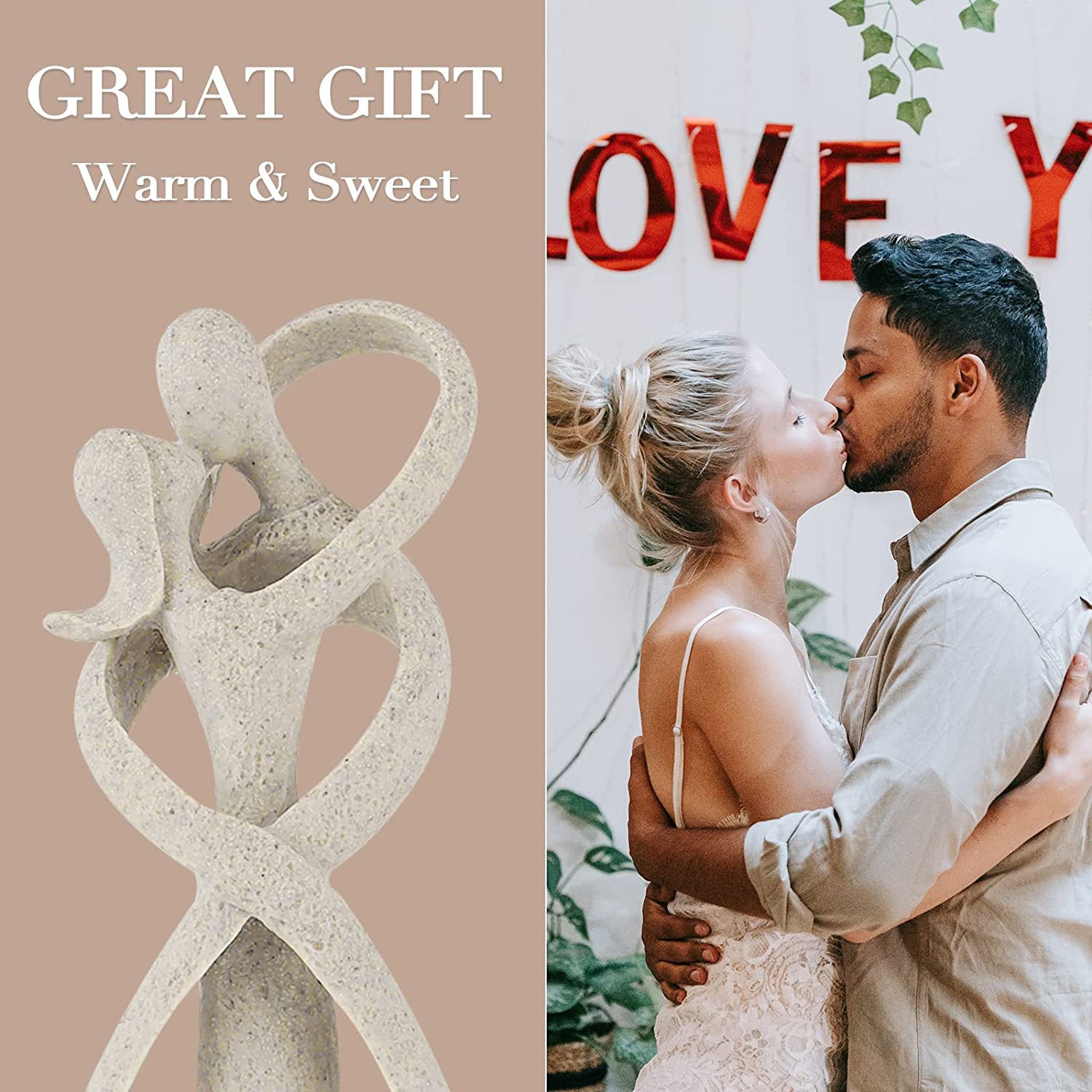 Cross-border sandstone resin lover hug kiss style abstract sculpture statue home office decoration delivery