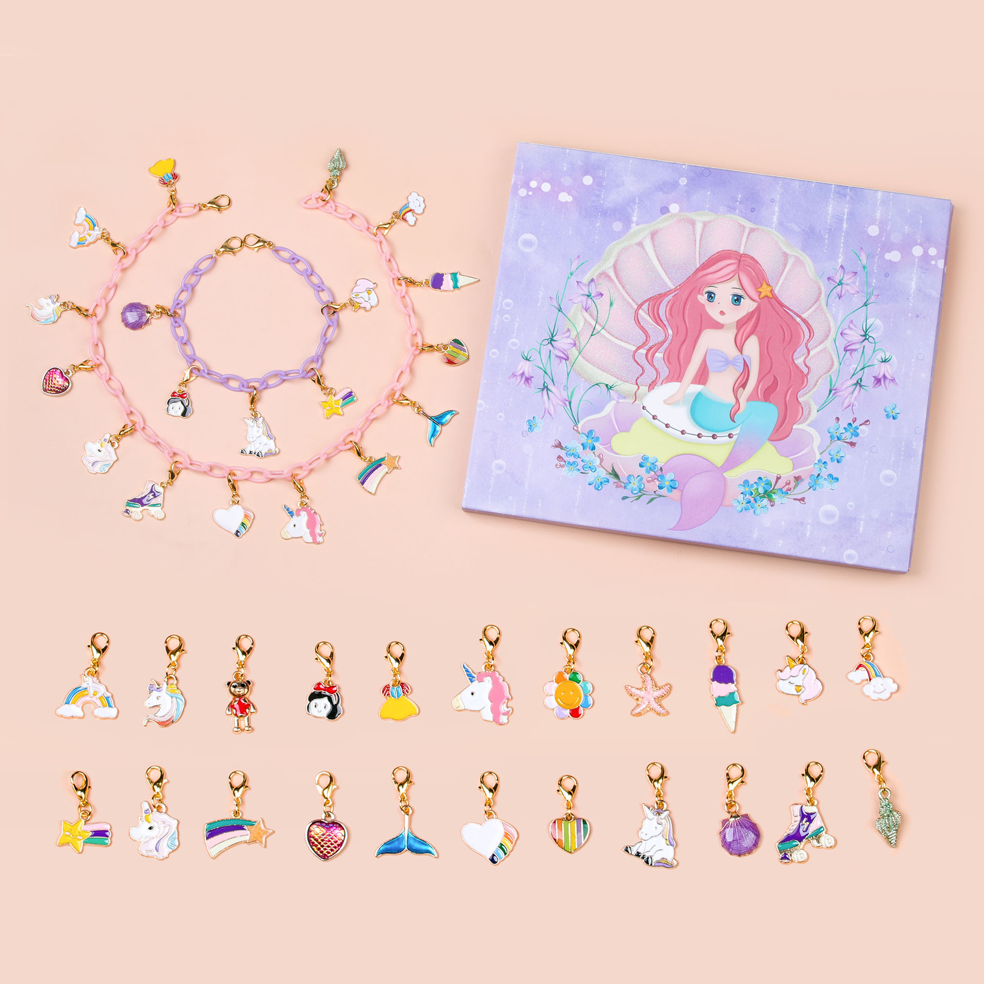 Amazon Hot Mermaid Series Cartoon Blind Box Set diy Creative Handmade Jewelry Bracelet for Children