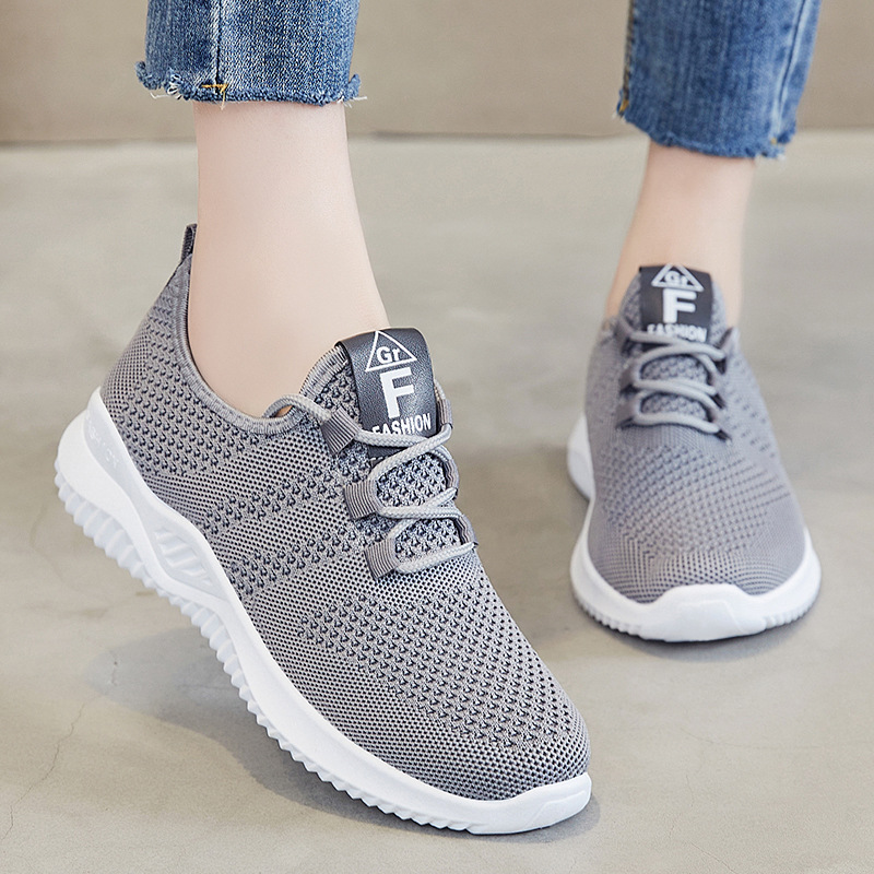 Shoes women 2025 cross-border wholesale casual fashion running shoes fly woven breathable women's shoes soft bottom trend sneaker