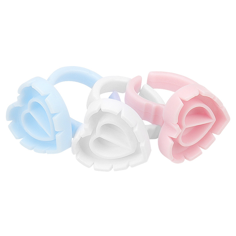 Wholesale Grafting False Eyelash Drop Glue Ring Cup 100/Pack Beauty Eyelash Blossom Ring Cup Glue Tray Tool