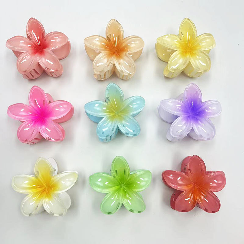 Cross-border egg flower gripper gradient candy color Flower Fashion holiday hot sale back head updo shark clip hair accessories_voghion.com