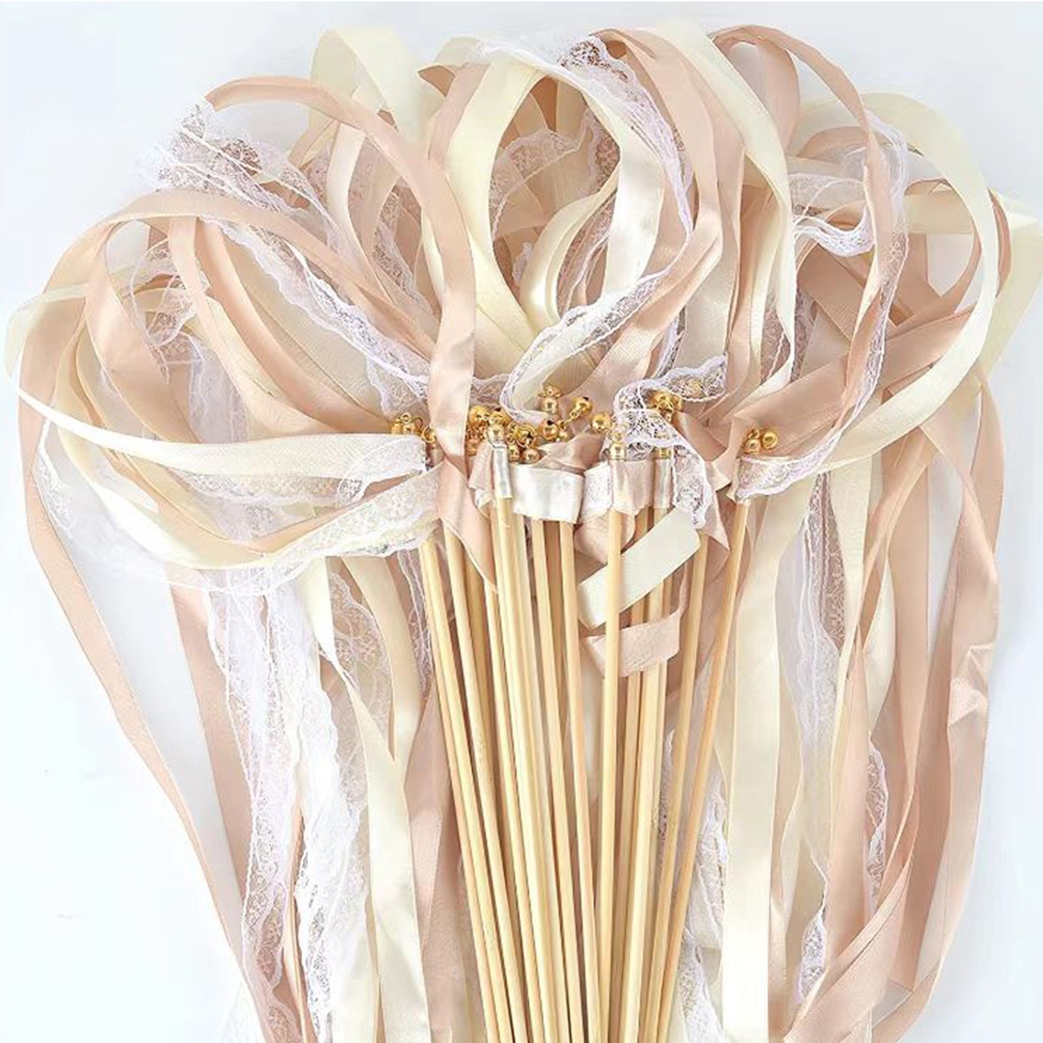 Border Ribbon Wands Color Ribbon Fairy Stick with Bell Party Ribbon Birthday European Wedding Party