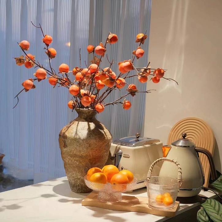 Simulation Persimmon 8 fruit small Persimmon simulation fruit fake Persimmon home decoration wedding simulation Berry fake flower wholesale