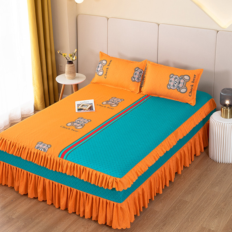 Korean Bed Skirt Bed Cover Single Princess Style Bed Skirt Bed Cover Bed Cover Can't Shrink and Ball Simple Double 1.8 M