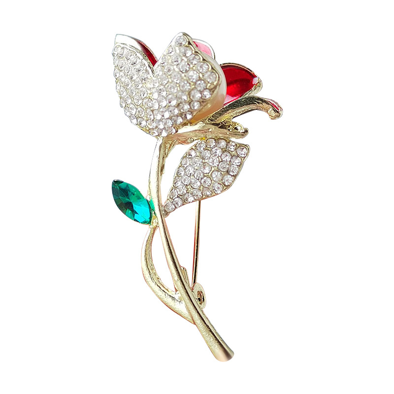 New fashion three-dimensional flower pearl diamond brooch personalized creative drop oil flower corsage fashion all-match accessories