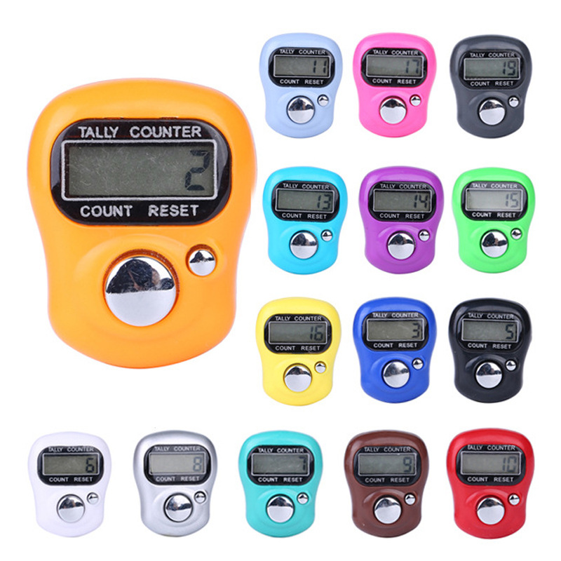 Mini ring counter digital display counter mini manual pedometer card packaging multi-color optional